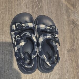 Charles & Keith Navy Plaid Sandals